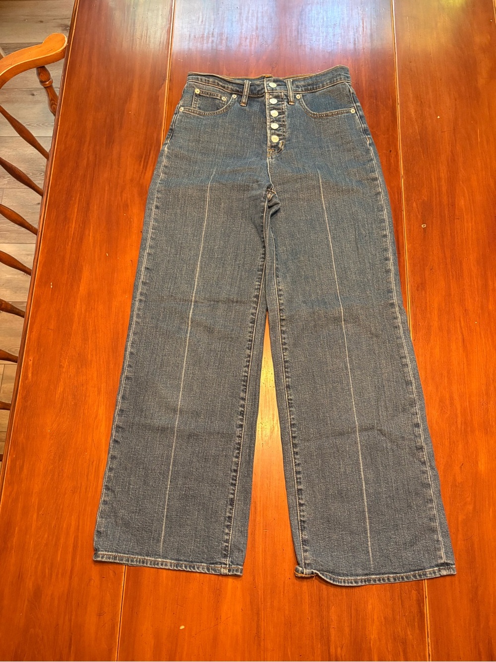 GAP High-Rise Wide-Leg Button-Fly Jeans in Dark Blue